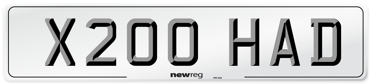 X200 HAD Number Plate from New Reg